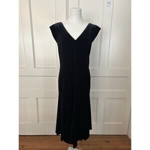 Worth Velvet Midi Sheath Dress Womens Size 6 Black Designer Elegant Classic